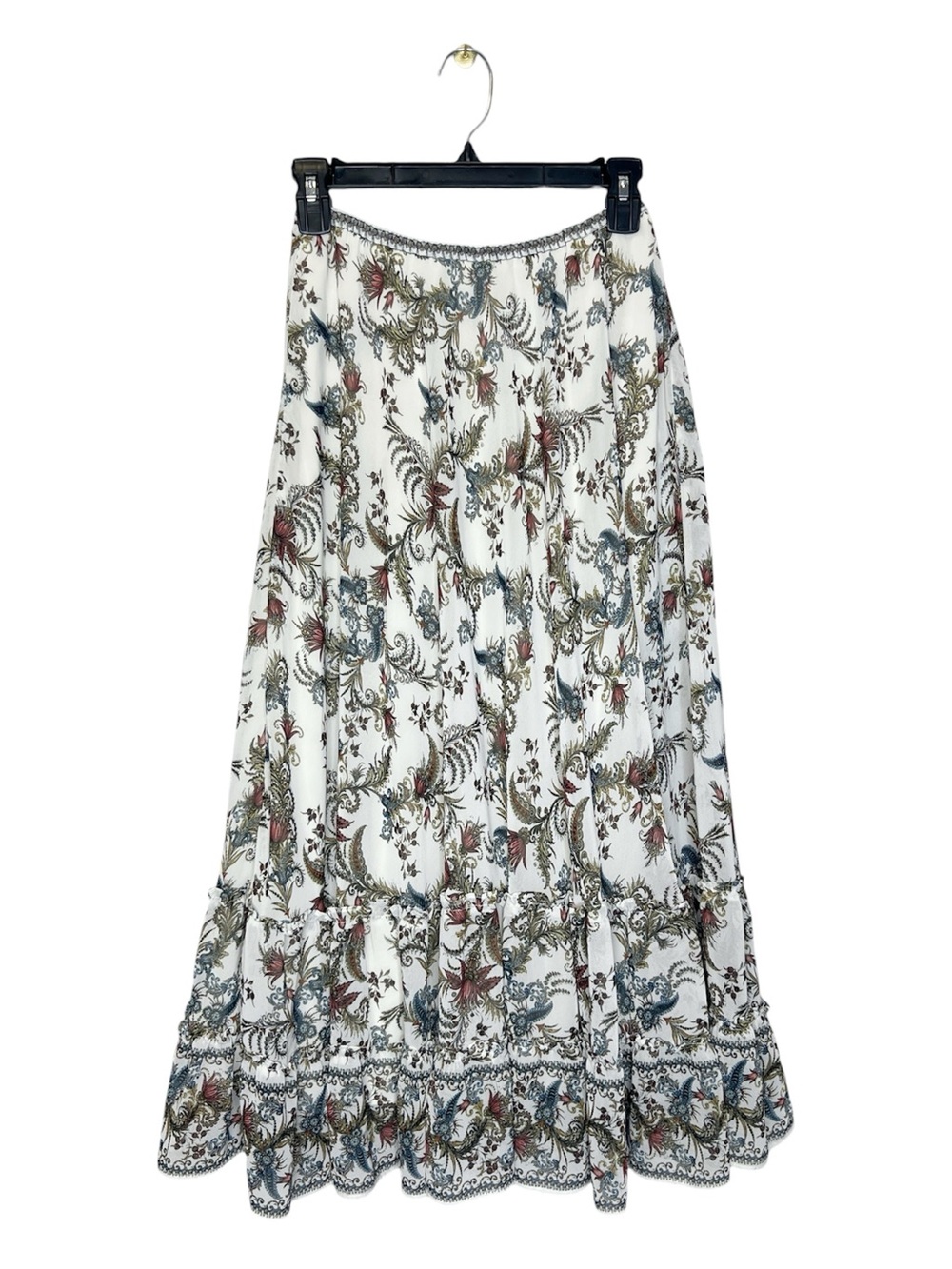 Max Studio floral paisley ruffle pull on peasant skirt size Small